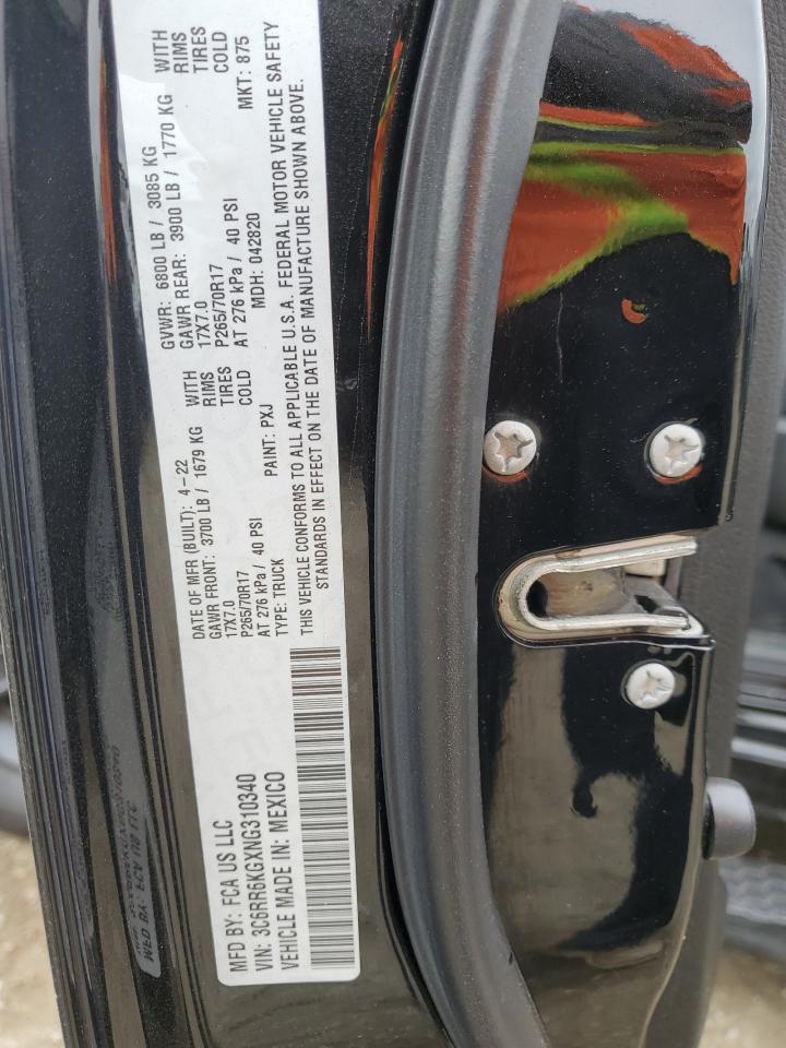 2022 RAM 1500 CLASSIC TRADESMAN VIN:3C6RR6KGXNG310340