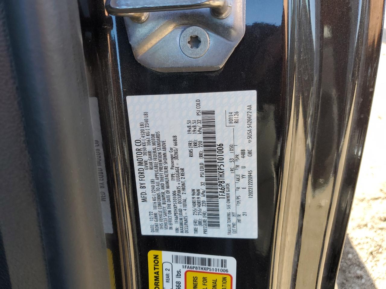 2023 FORD MUSTANG  VIN:1FA6P8THXP5101006
