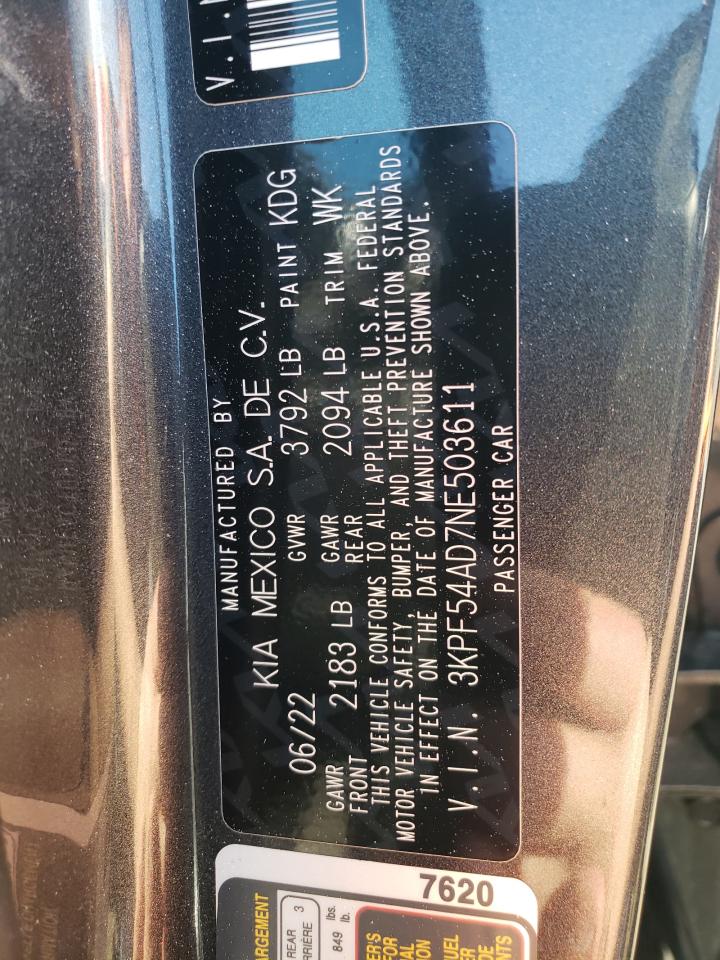 2022 KIA FORTE GT LINE VIN:JF2SHADC5BH759549