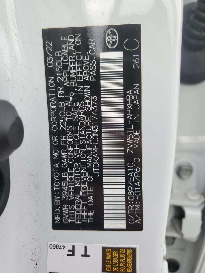 2022 TOYOTA PRIUS NIGHT SHADE VIN:JTDKAMFU0N3174373