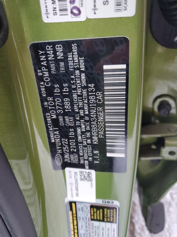 2022 HYUNDAI VENUE SE VIN:KMHRB8A34NU198134