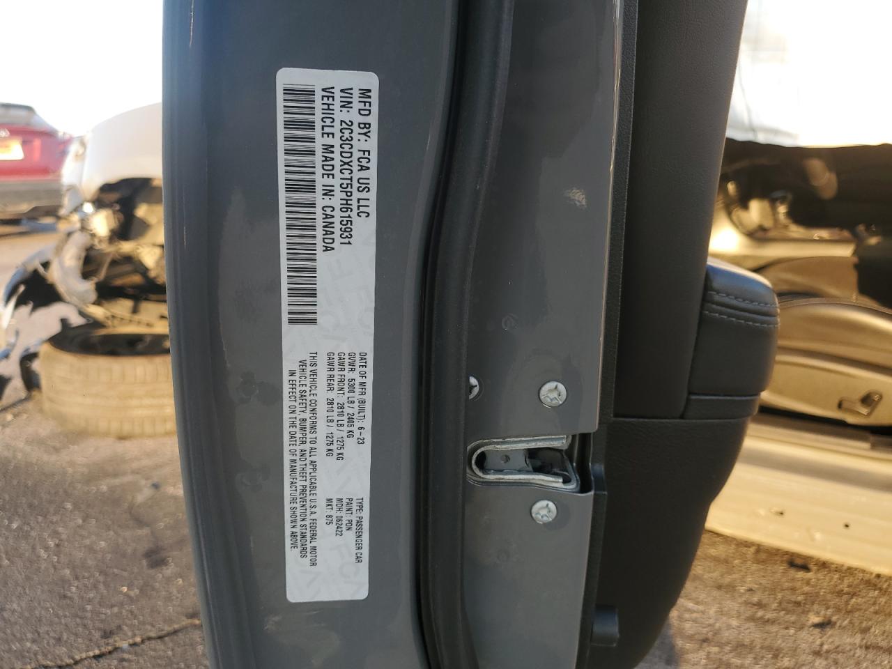 2023 DODGE CHARGER R/T VIN:2C3CDXCT5PH615931