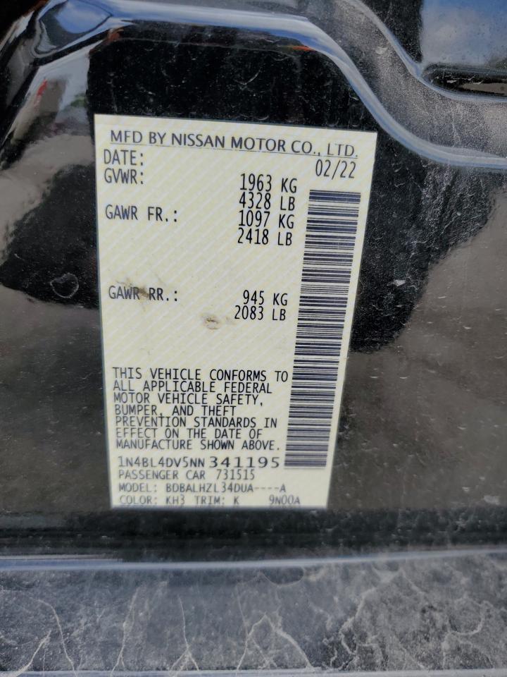 2022 NISSAN ALTIMA SV VIN:1N4BL4DV5NN341195