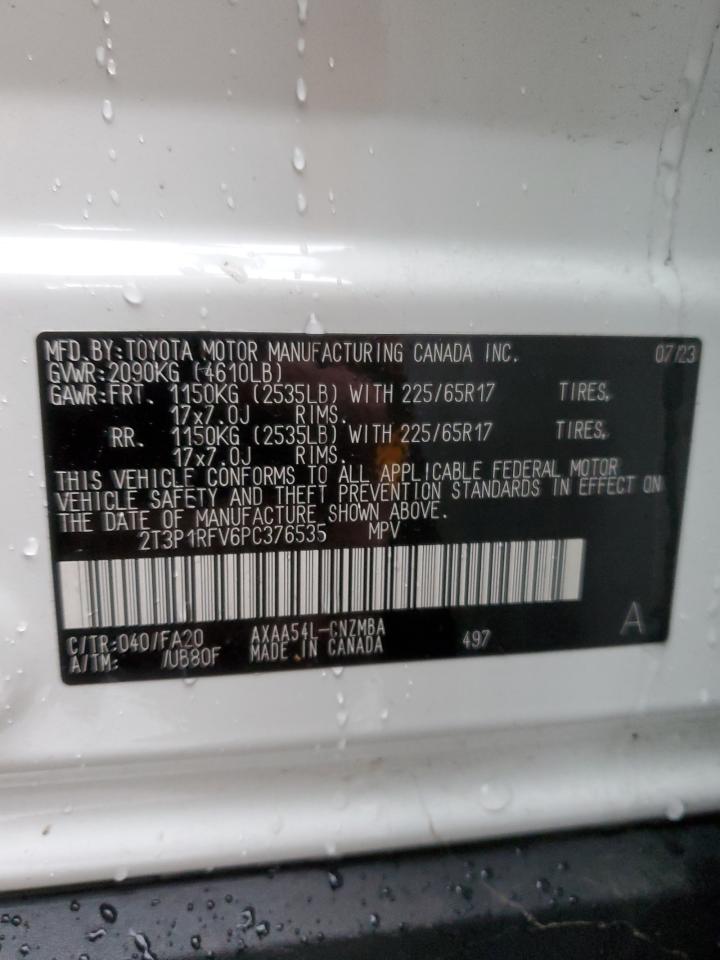 2023 TOYOTA RAV4 XLE VIN:2T3P1RFV6PC376535