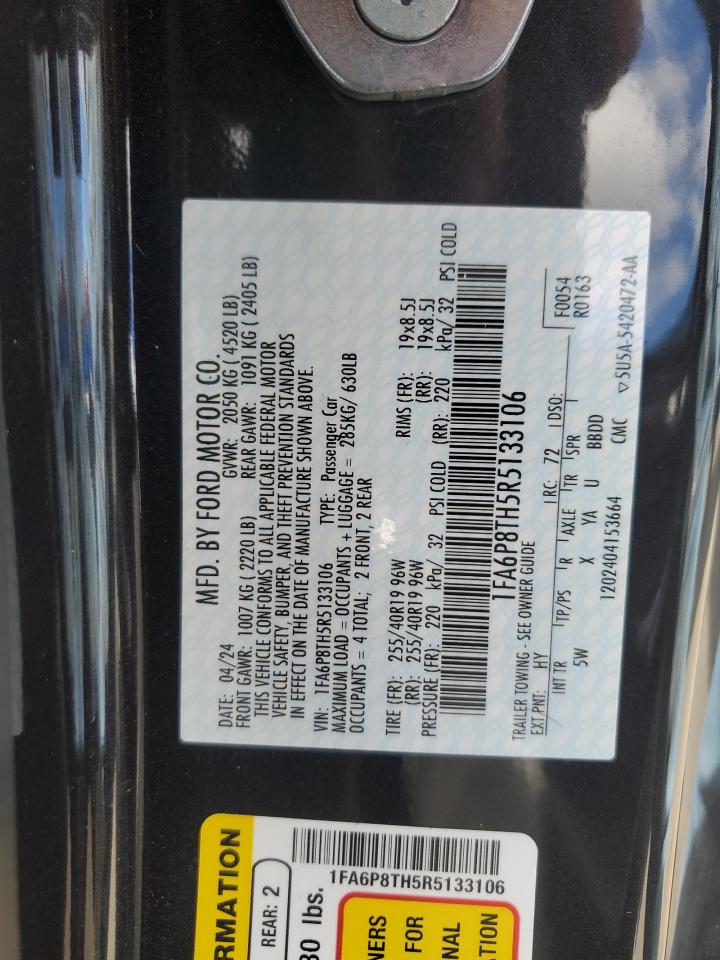 2024 FORD MUSTANG  VIN:1FA6P8TH5R5133106
