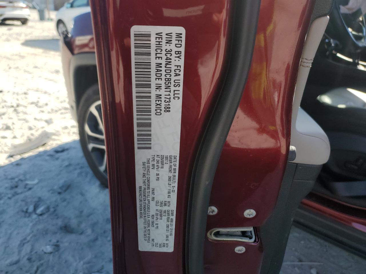 2022 JEEP COMPASS LIMITED VIN:3C4NJDCB5NT173188