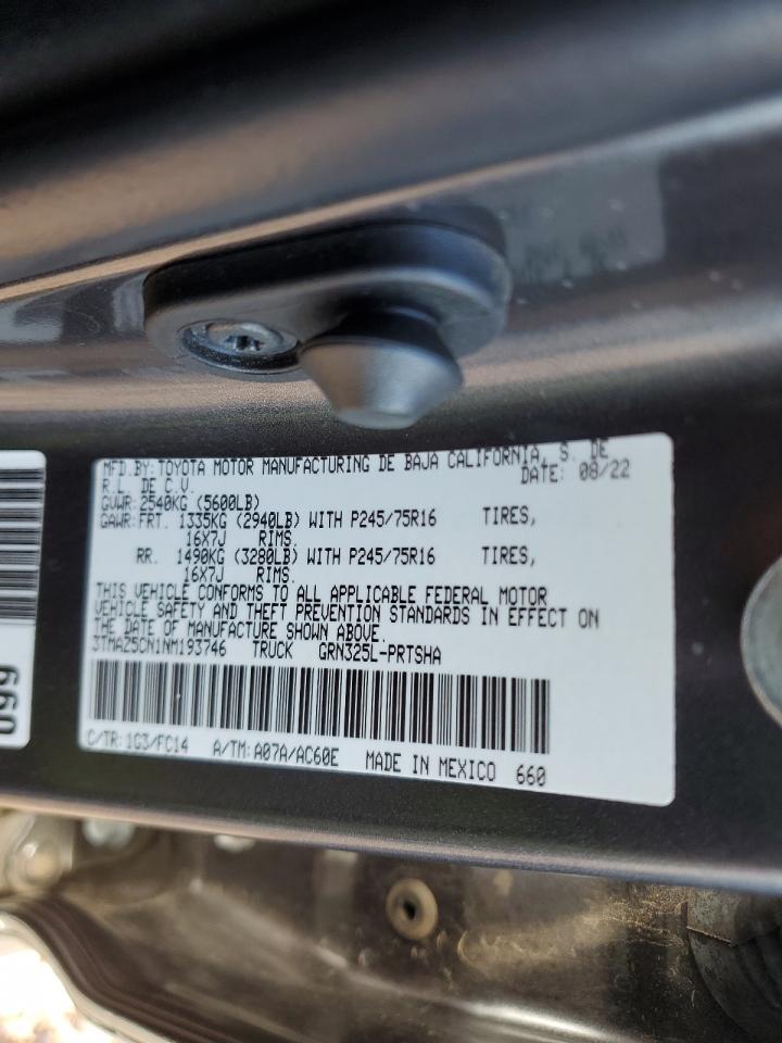 2022 TOYOTA TACOMA DOUBLE CAB VIN:3TMAZ5CN1NM193746