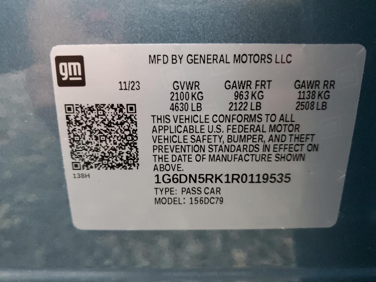 2024 CADILLAC CT5 PREMIUM LUXURY VIN:1G6DN5RK1R0119535