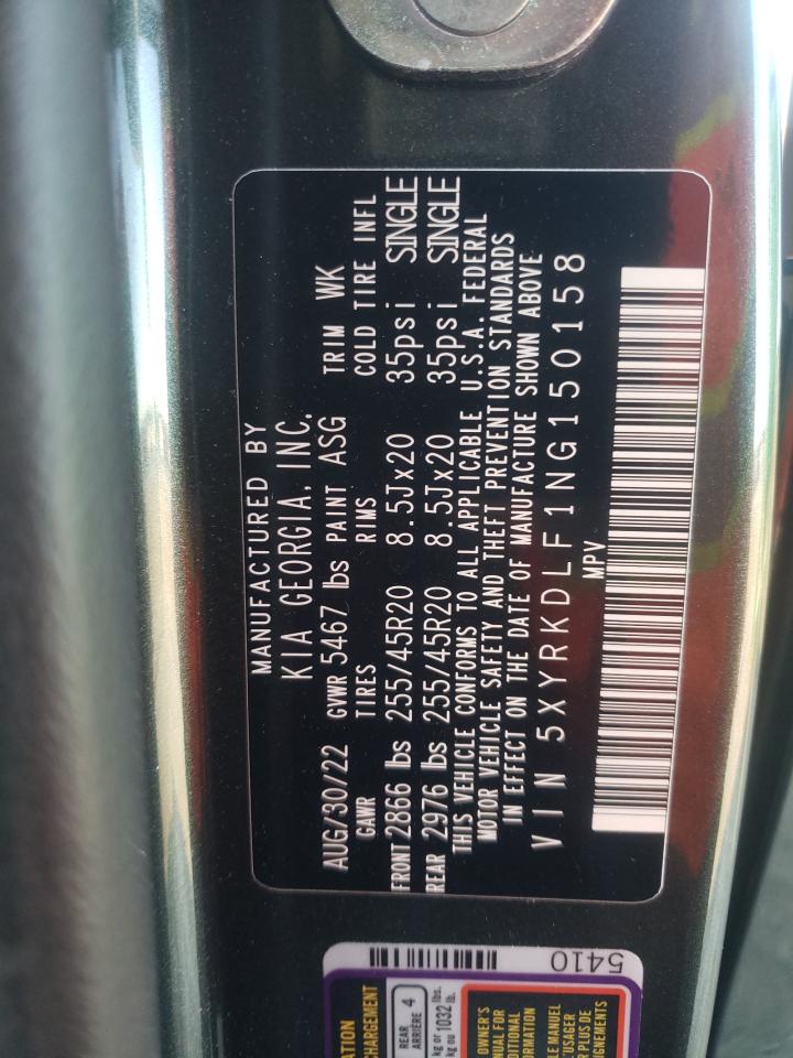 2022 KIA SORENTO SX VIN:5XYRKDLF1NG150158