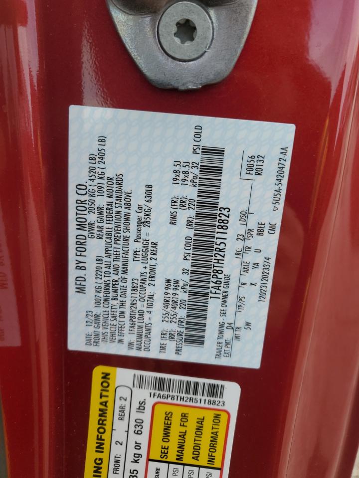 2024 FORD MUSTANG  VIN:1FA6P8TH2R5118823