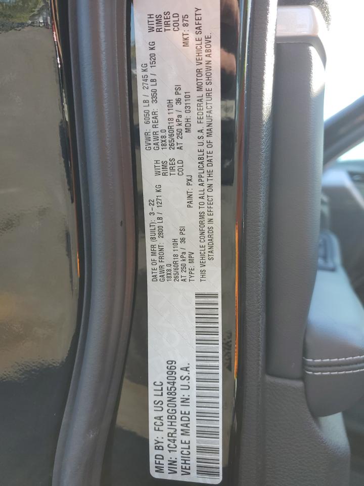 2022 JEEP GRAND CHEROKEE LIMITED VIN:1C4RJHBG0N8540969
