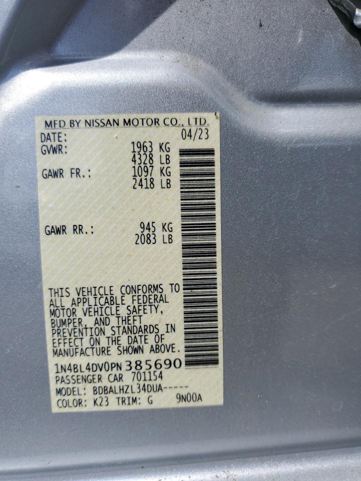 2023 NISSAN ALTIMA SV VIN:1N4BL4DV0PN385690