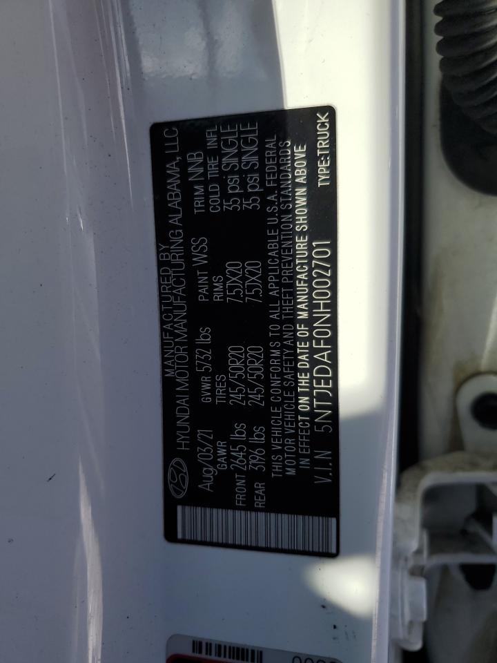 2022 HYUNDAI SANTA CRUZ LIMITED VIN:5NTJEDAF0NH002701