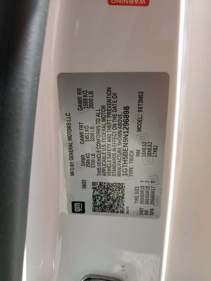 2022 GMC CANYON ELEVATION VIN:1GTH5BEN9N1296898