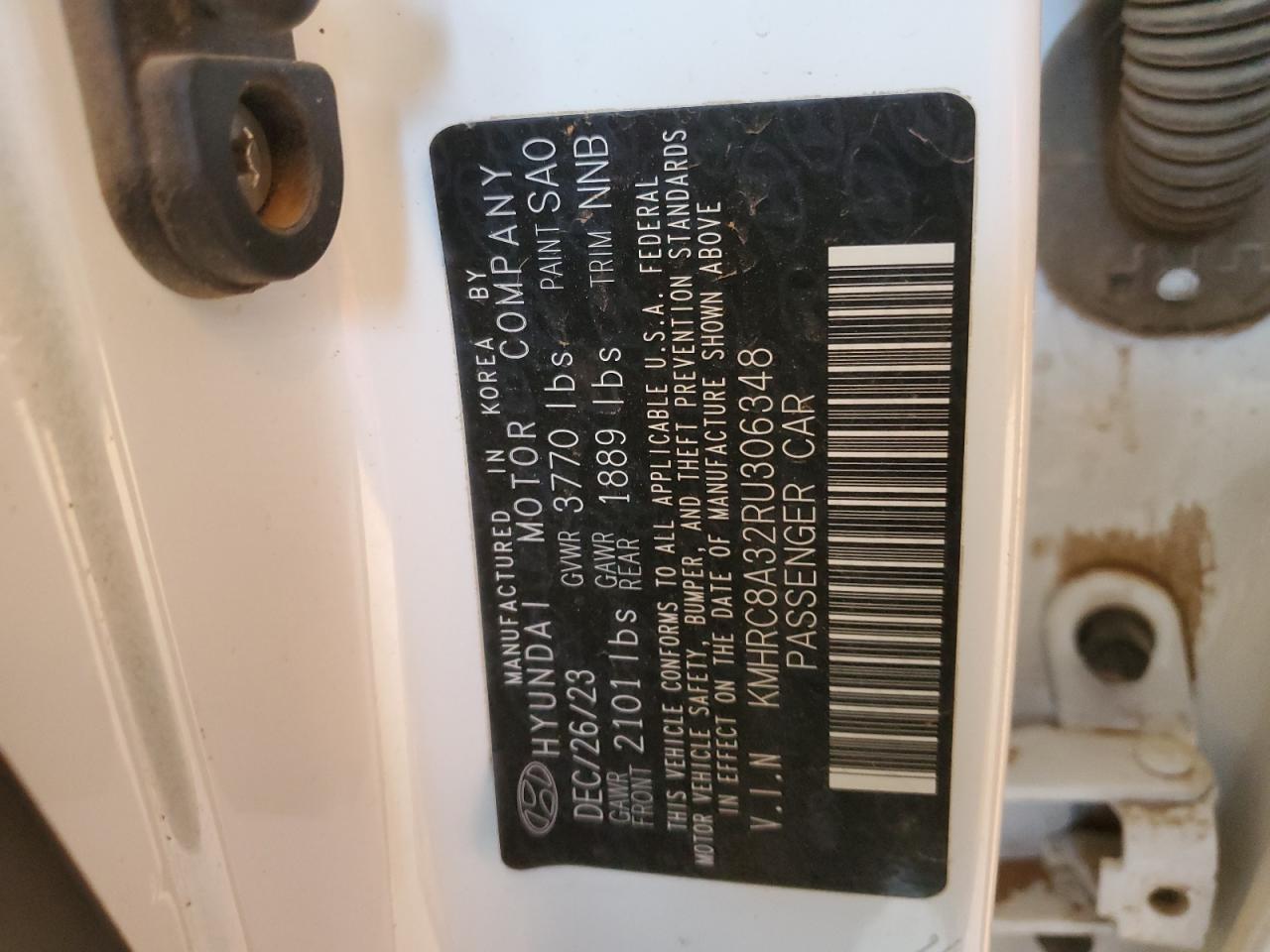 2024 HYUNDAI VENUE SEL VIN:KMHRC8A32RU306348