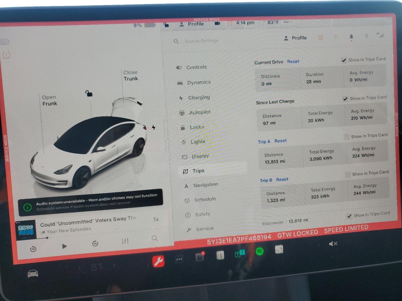 2023 TESLA MODEL 3  VIN:5YJ3E1EA7PF468194