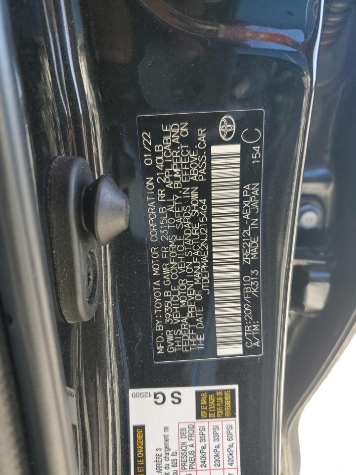 2022 TOYOTA COROLLA LE VIN:JTDEPMAE2NJ215464