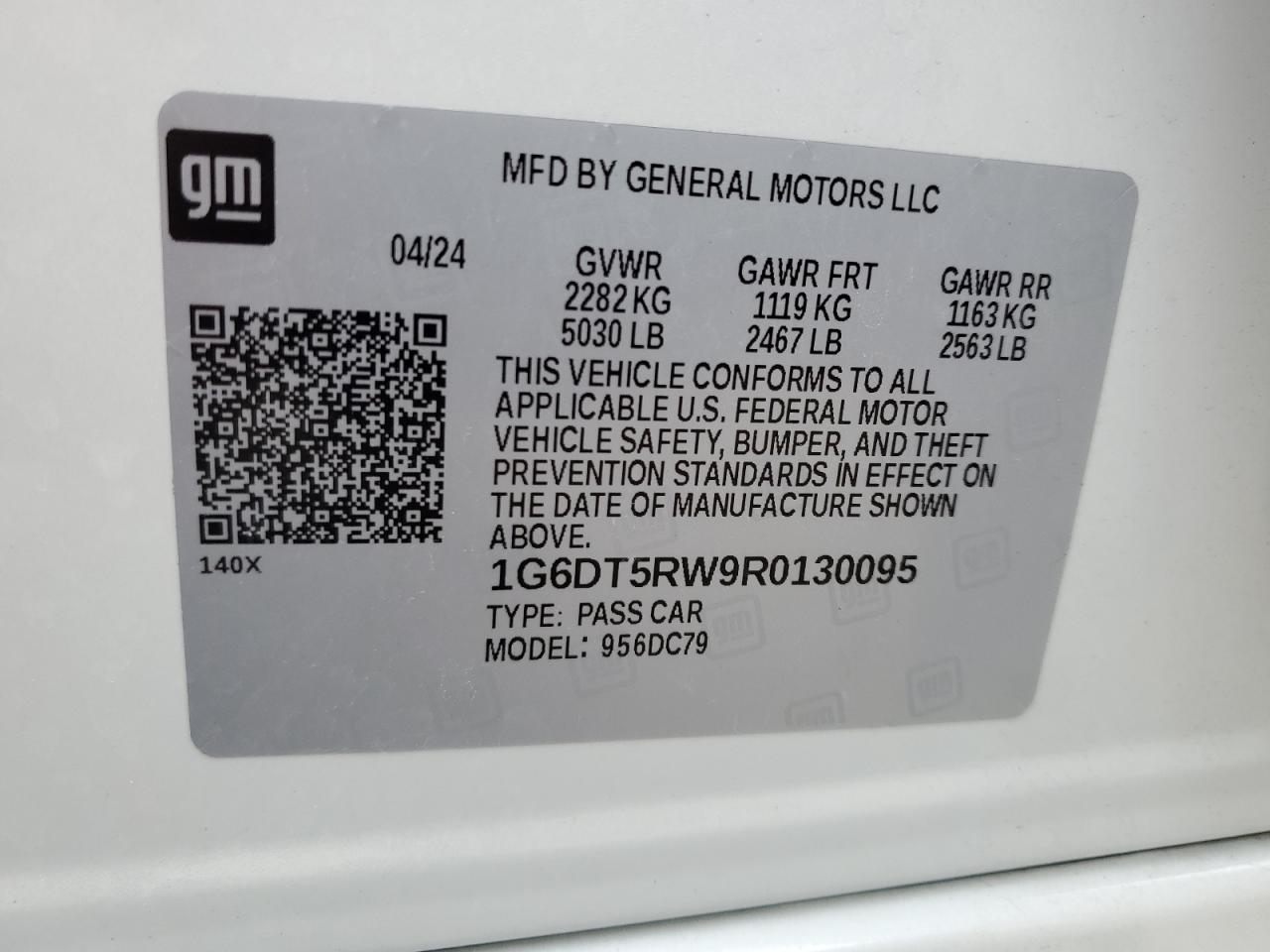 2024 CADILLAC CT5 PREMIUM LUXURY VIN:1G6DT5RW9R0130095