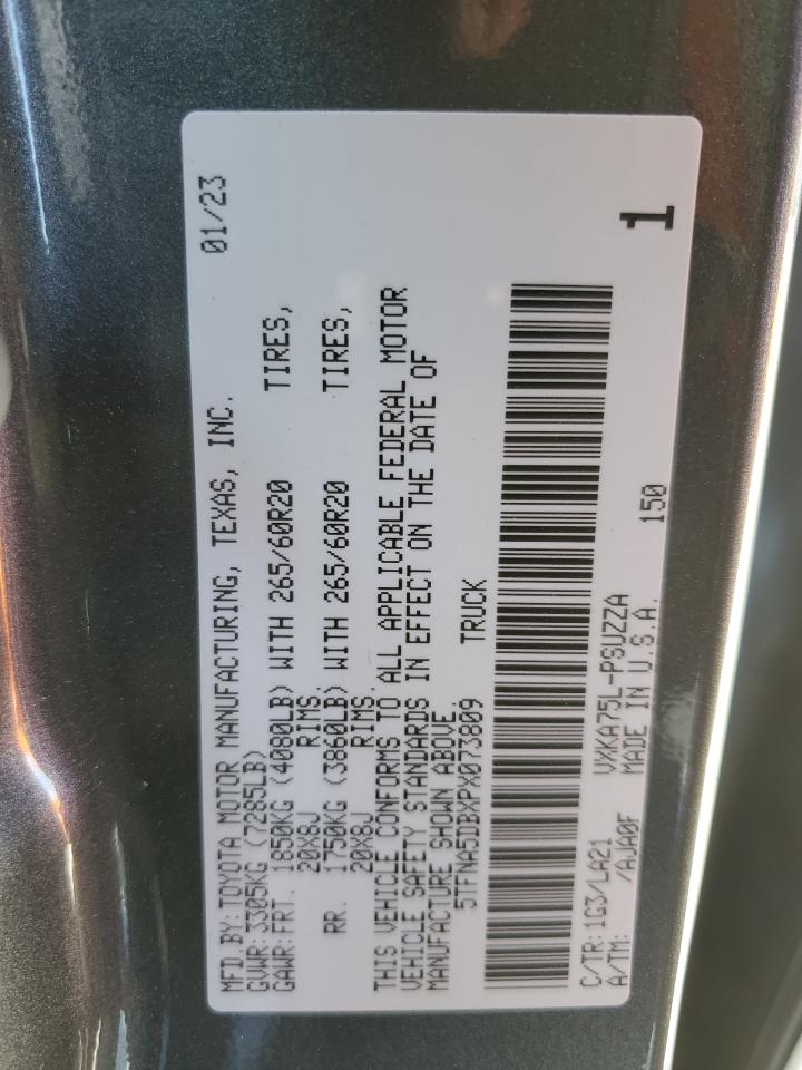 2023 TOYOTA TUNDRA CREWMAX PLATINUM VIN:5TFNA5DBXPX073809