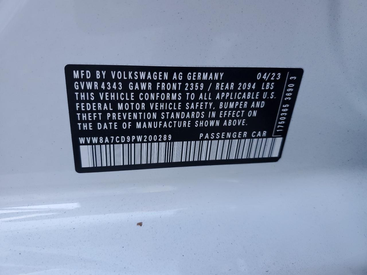 2023 VOLKSWAGEN GTI 40TH ANNIVERSARY VIN:WVW8A7CD9PW200289