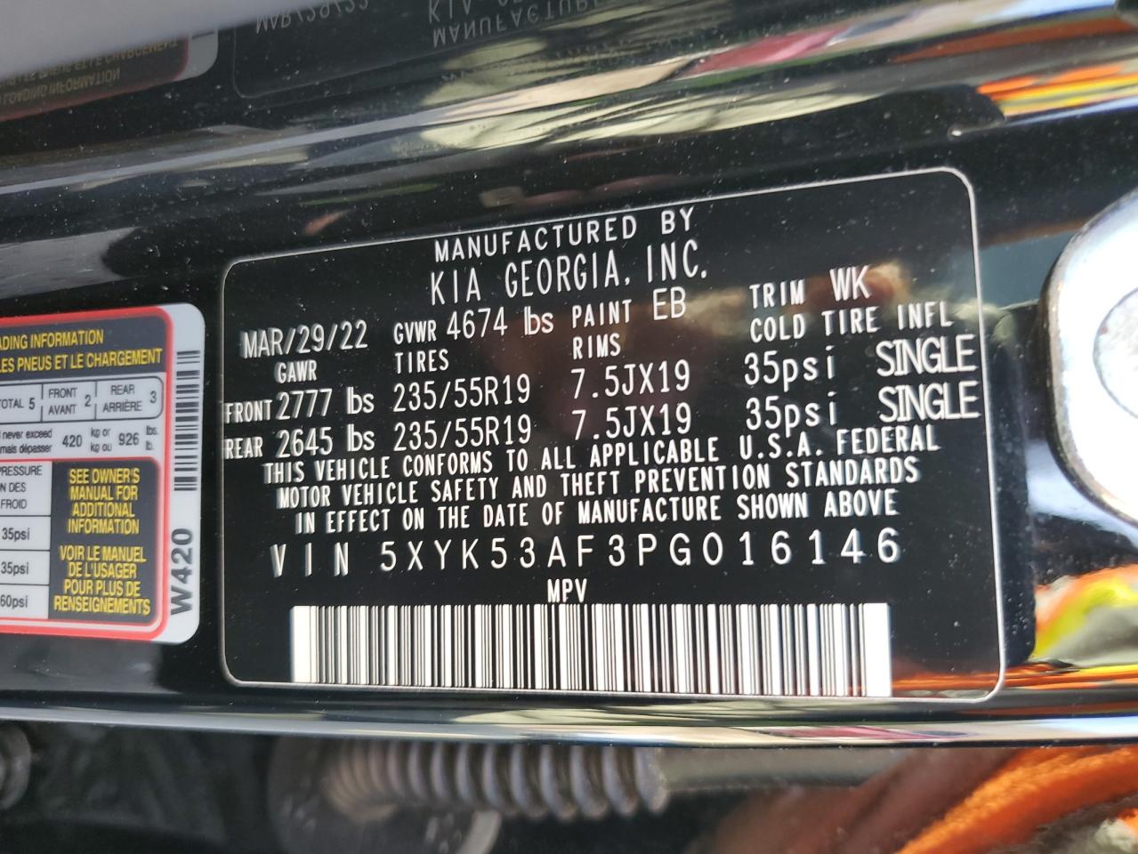 2023 KIA SPORTAGE SX PRESTIGE VIN:5XYK53AF3PG016146