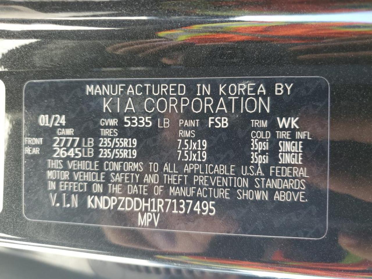 2024 KIA SPORTAGE X-LINE PRESTIGE VIN:KNDPZDDH1R7137495