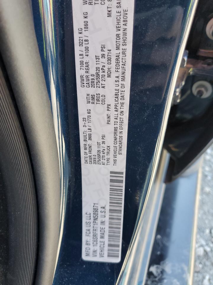 2023 RAM 1500 LARAMIE VIN:1C6SRFRT1PN589871