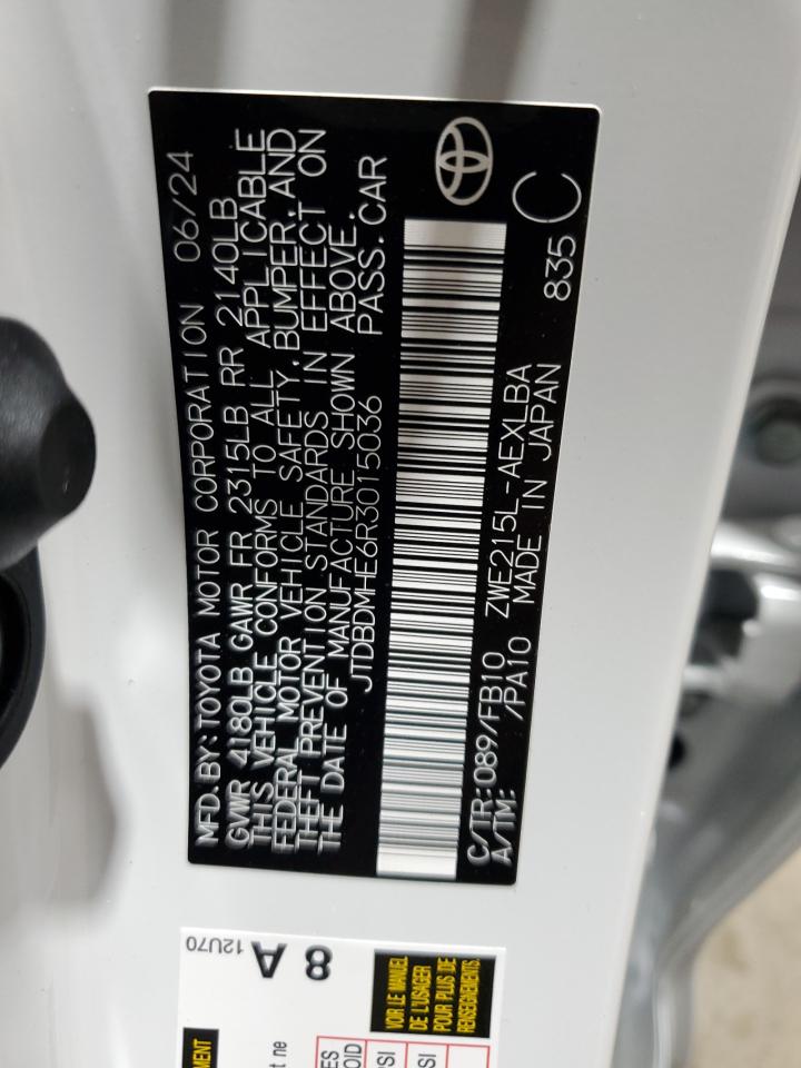 2024 TOYOTA COROLLA LE VIN:JTDBDMHE6R3015036