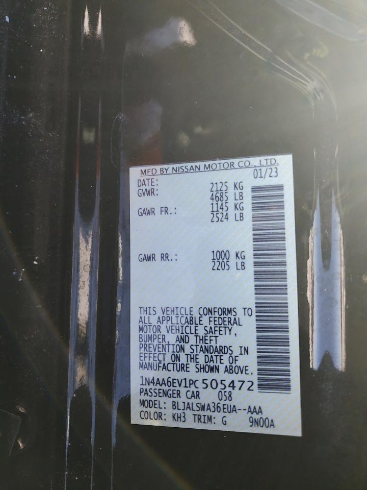2023 NISSAN MAXIMA SR VIN:1N4AA6EV1PC505472