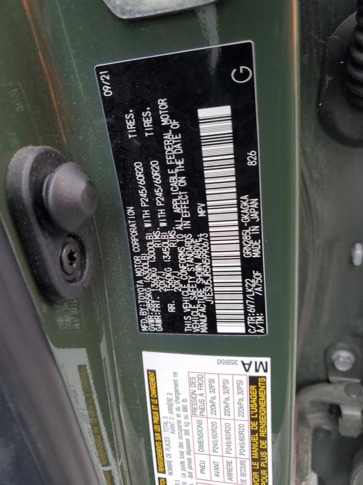 2022 TOYOTA 4RUNNER SR5 PREMIUM VIN:JTESU5JR5N5990673