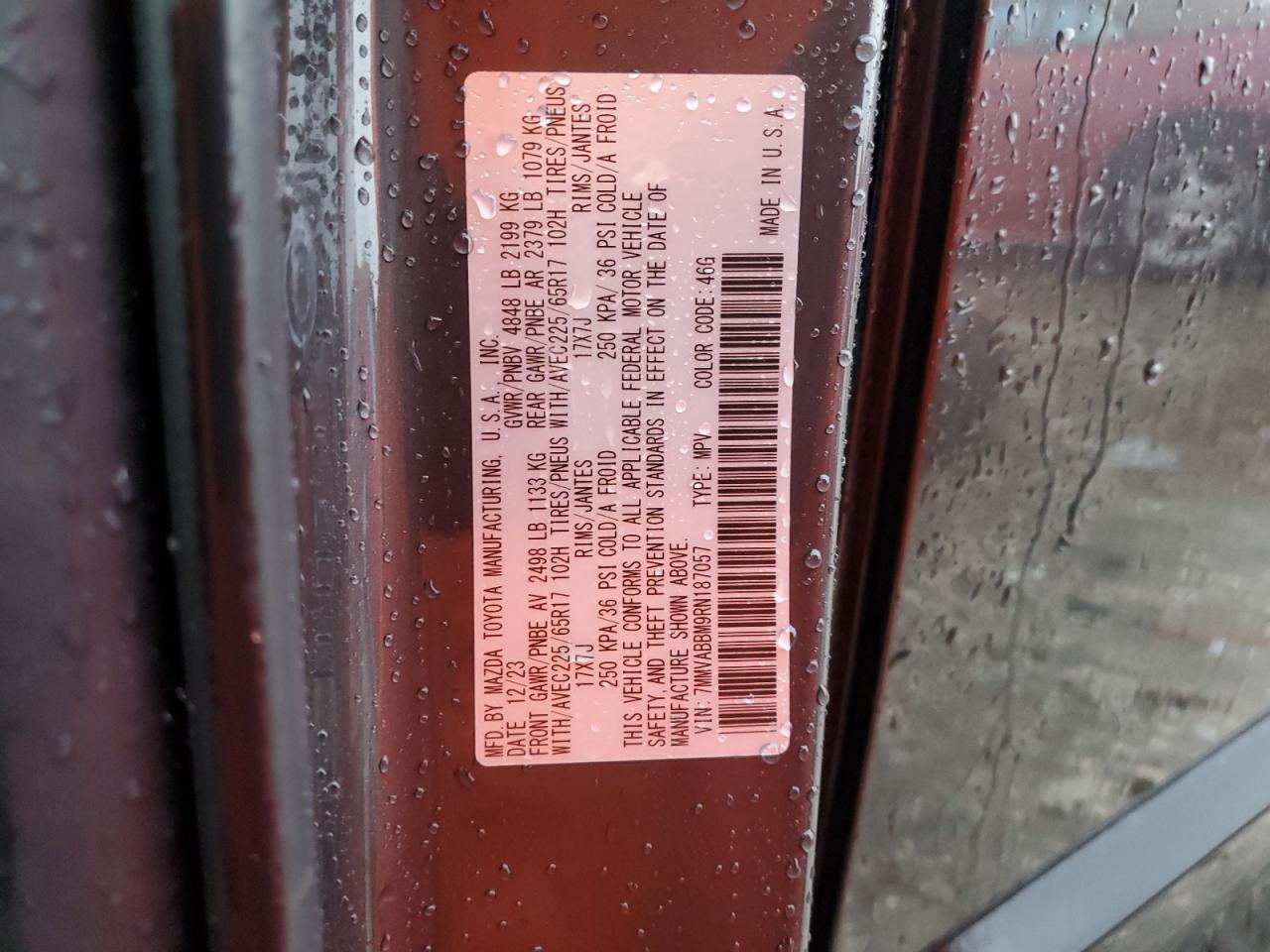 2024 MAZDA CX-50 PREFERRED VIN:7MMVABBM9RN187057