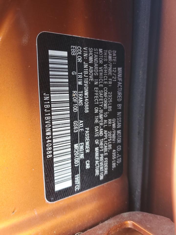 2022 NISSAN ROGUE SPORT SV VIN:JN1BJ1BV0NW340888