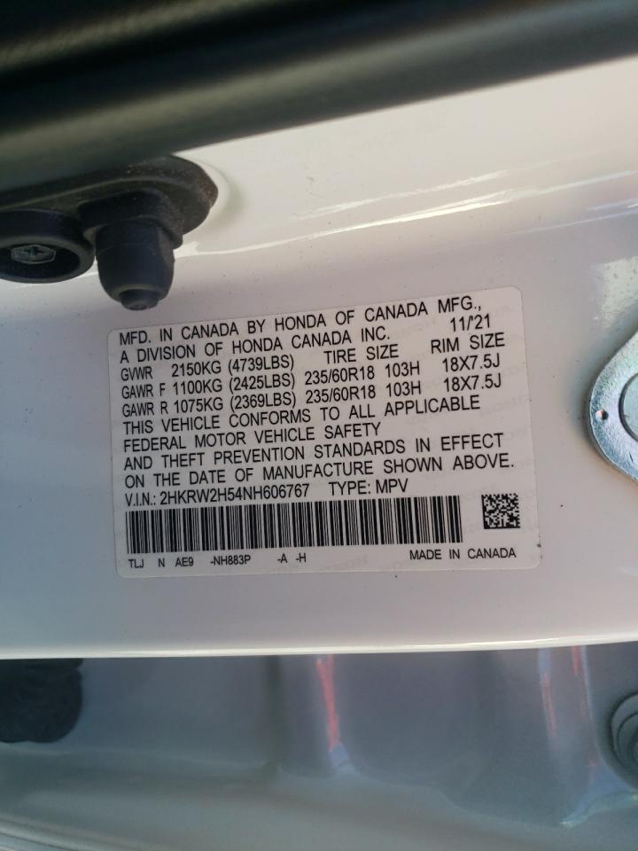 2022 HONDA CR-V EX VIN:2HKRW2H54NH606767