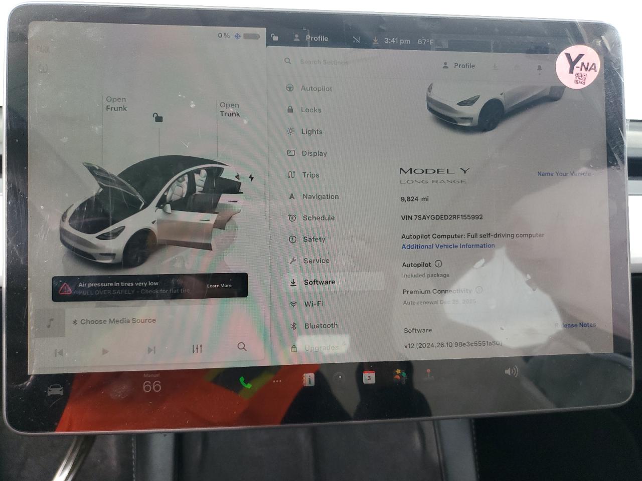 2024 TESLA MODEL Y  VIN:7SAYGDED2RF155992