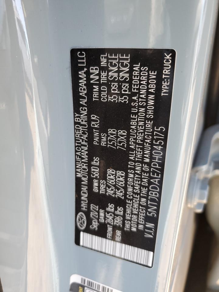 2023 HYUNDAI SANTA CRUZ SEL VIN:5NTJBDAE7PH045175