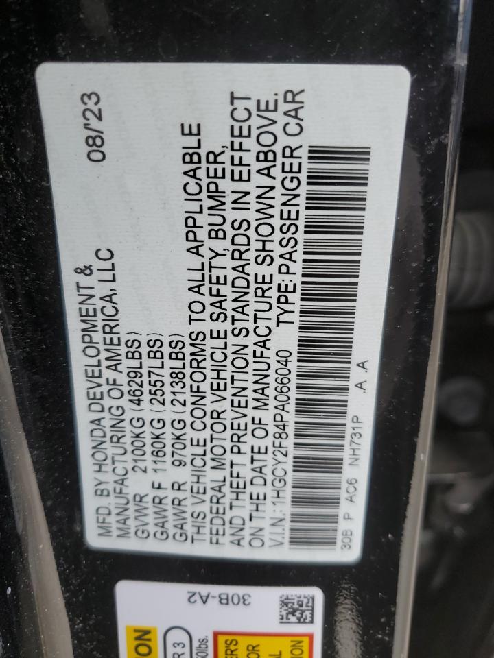 2023 HONDA ACCORD TOURING HYBRID VIN:19UUB2F32FA021168