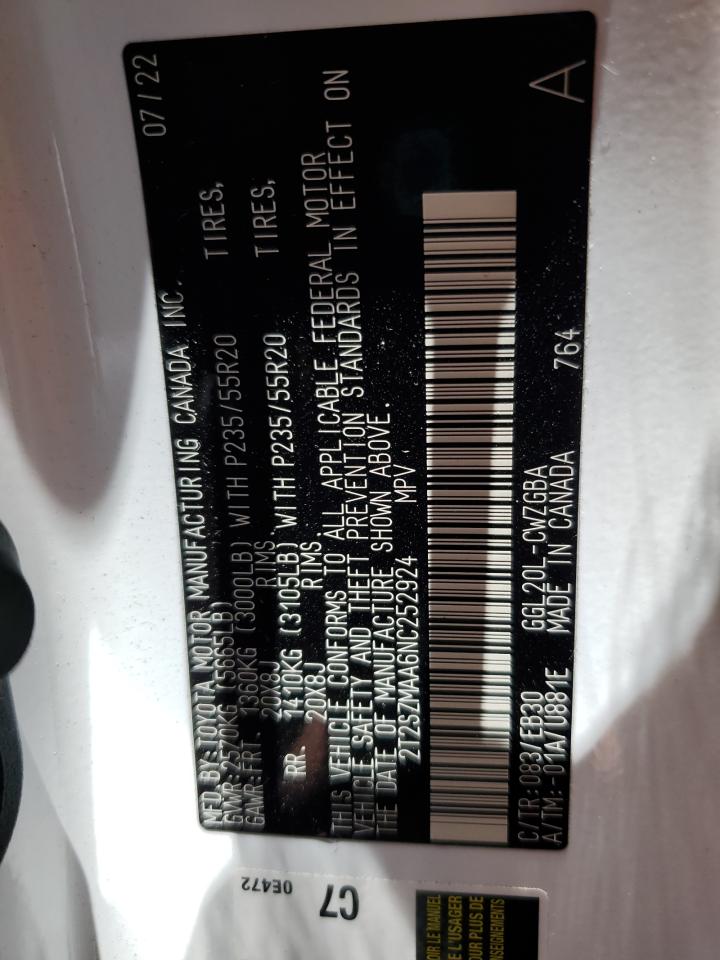 2022 LEXUS RX 350 F-SPORT VIN:2T2SZMAA6NC252924