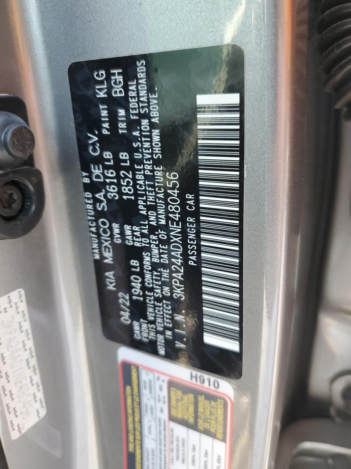 2022 KIA RIO LX VIN:3KPA24ADXNE480456