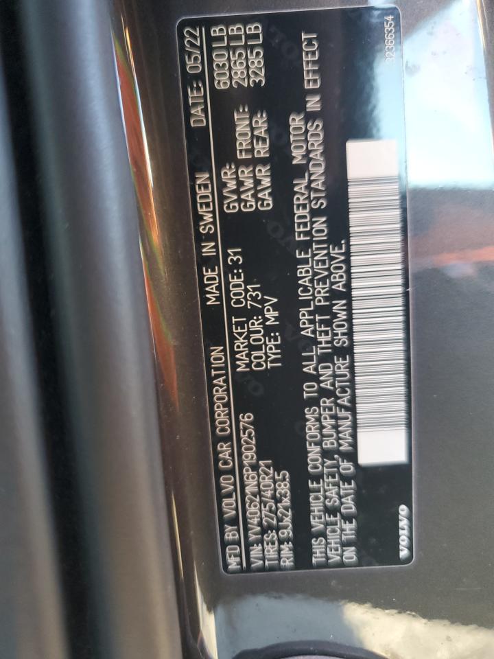 2023 VOLVO XC90 PLUS VIN:YV40621N6P1902576