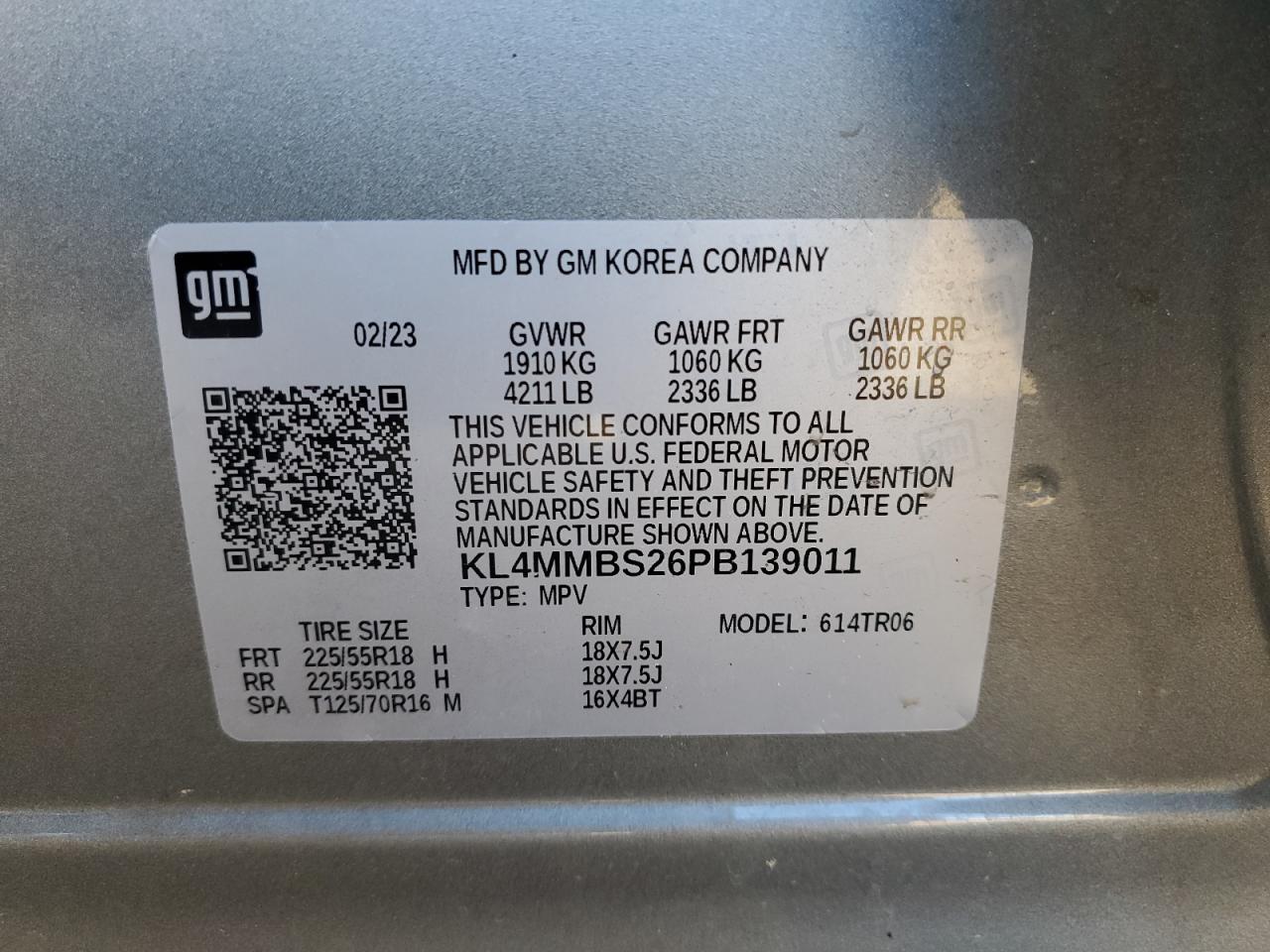 2023 BUICK ENCORE GX PREFERRED VIN:KL4MMBS26PB139011