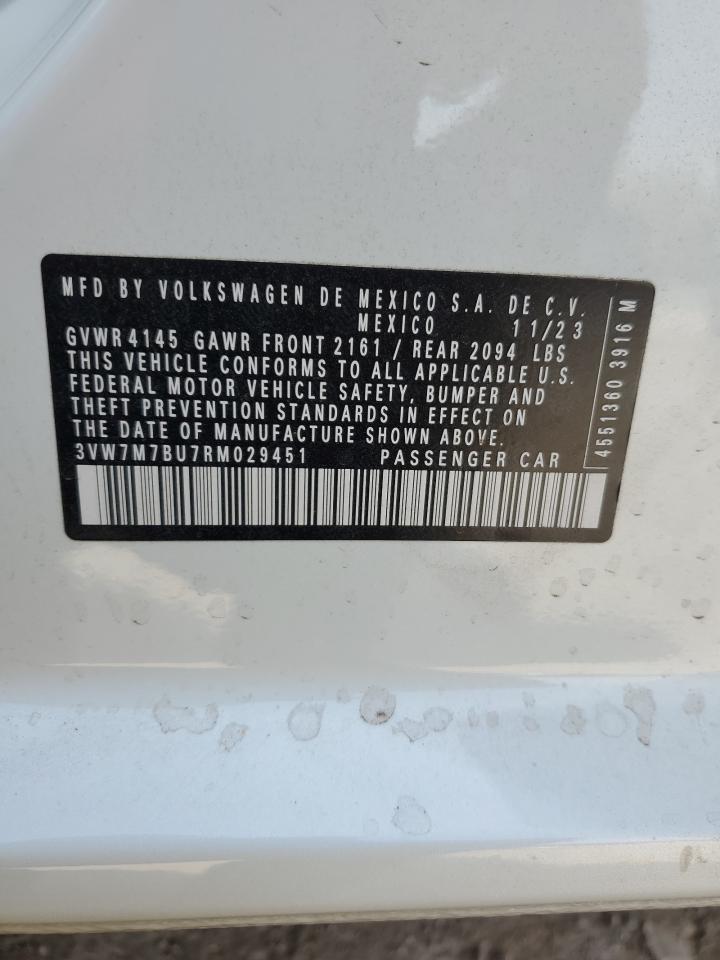 2024 VOLKSWAGEN JETTA SE VIN:3VW7M7BU7RM029451