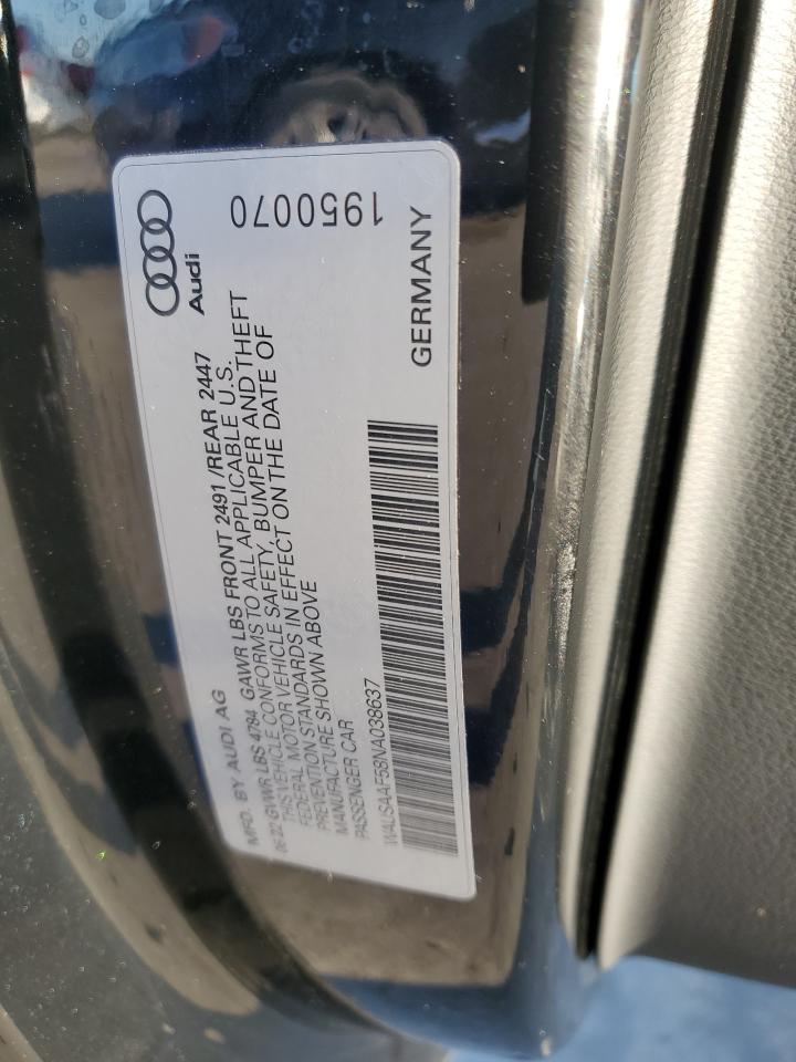 2022 AUDI A5 PREMIUM 45 VIN:WAUSAAF58NA038637