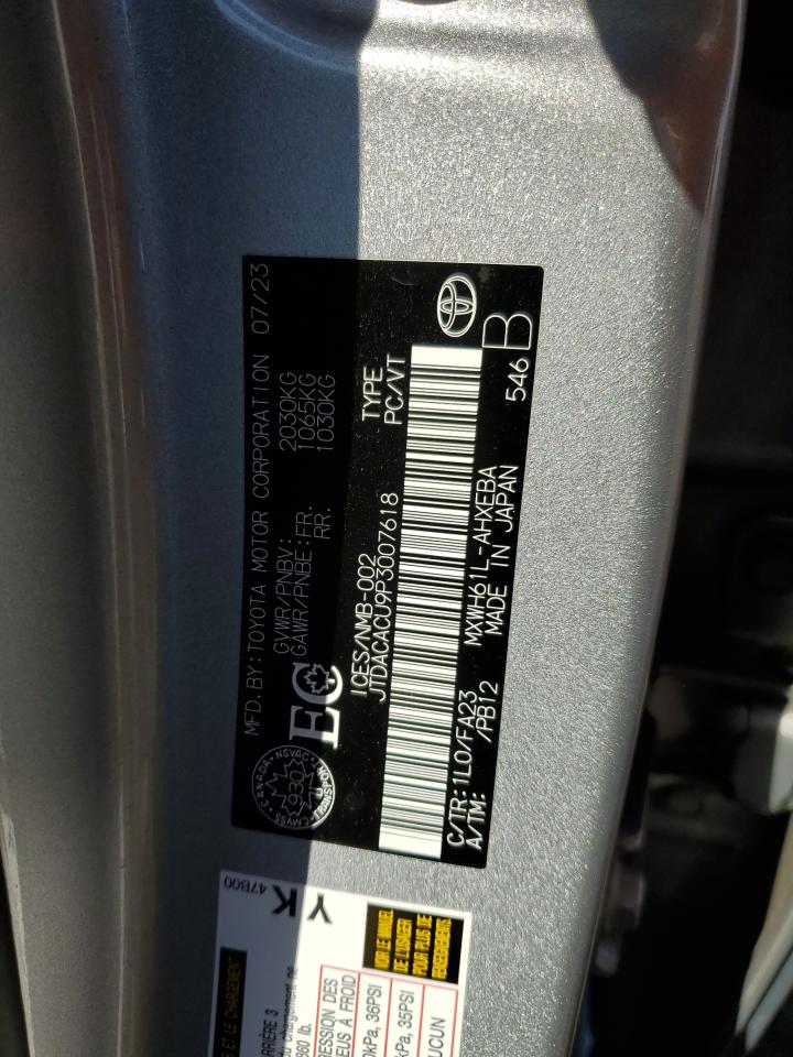 2023 TOYOTA PRIUS PRIME SE VIN:JTDACACU9P3007618