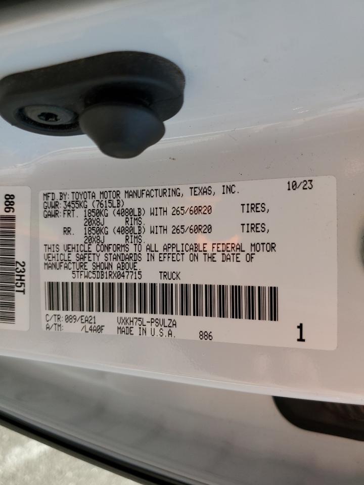 2024 TOYOTA TUNDRA CREWMAX LIMITED VIN:5TFWC5DB1RX047715