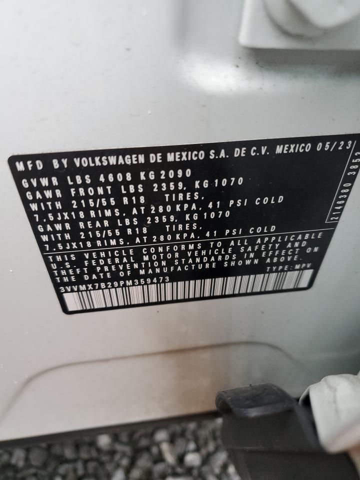 2023 VOLKSWAGEN TAOS S VIN:3VVMX7B29PM359473