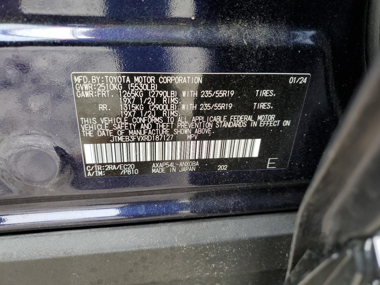 2024 TOYOTA RAV4 PRIME XSE VIN:JTMEB3FVXRD187127