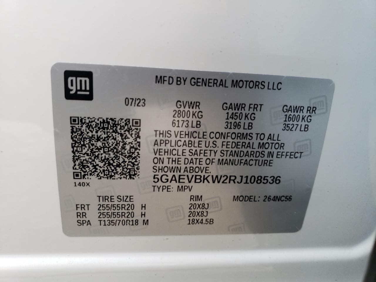 2024 BUICK ENCLAVE PREMIUM VIN:5GAEVBKW2RJ108536