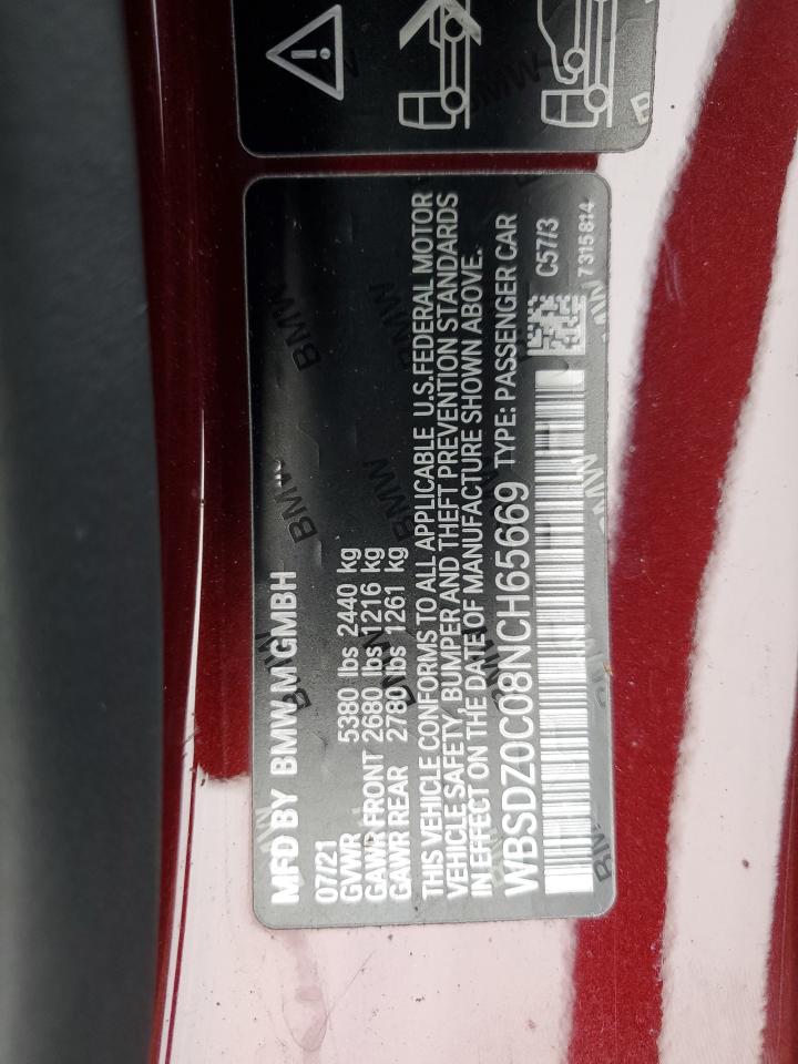 2022 BMW M8  VIN:WBSDZ0C08NCH65669