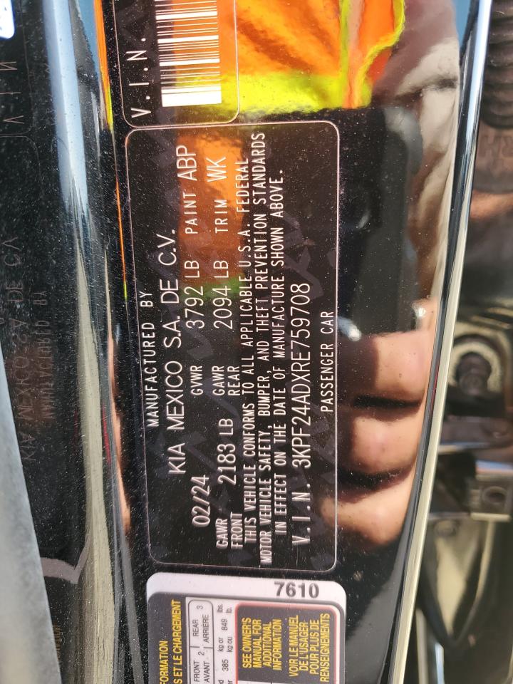 2024 KIA FORTE LX VIN:3KPF24ADXRE759708