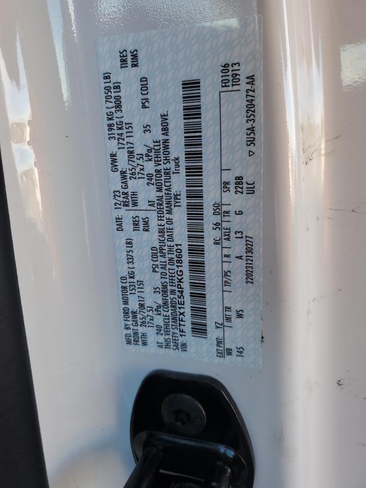 2023 FORD F150 SUPER CAB VIN:1FTFX1E54PKG18601